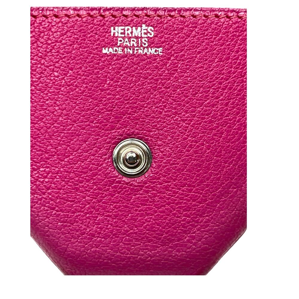 Hermès Le Van Quarte Coin Purse Pink Chevre Leather Snap Pouch France - Picture 4 of 13